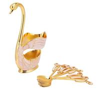 CFTGIW Luxury Fruit Scoop and Spoon Set with Swan Base Holder for (#1)