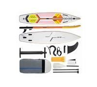 CFTGIW Planche de Paddle Gonflable de 6 Pouces d'épaisseur, Ensemble de Planche de Surf avec Aileron de Surf, Pompe de Gonflage et Sac de Transport, Gonflage de sécurité des Ailerons (350 cm)