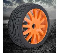 CFTGIW Pneus de Moyeu de Roue Pneus en Caoutchouc pour / 8 sur les Courses de Voiture RC de Course Routière () Peut Résister à la Conduite RC Wheelrc Tiresrc Car Pneus1 / 8 Car Wheelrc Rubber (ORANGE)