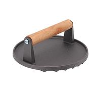 CFTGIW Presse à Gril en Fonte avec Manche en Bois, Presse à Viande Ronde pour Barbecue, Hamburger et Bacon, Outil de Cuisson de 17,4 Cm de Diamètre