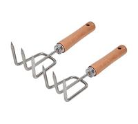 CFTGIW Râteau à Griffes de Jardin 2 Pièces avec Manche en Bois, Râteau en Acier Inoxydable, Outil de Culture portatif. L'utilisation Est un Rangement dans une Grande Poignée pour l'accrocher,