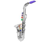 CFTGIW Saxophone en Plastique pour Enfants, Jouet, Mini Saxophone, Instrument de Musique pour Enfants, Jouet Cadeau, Argent, Les Touches Chacune, Un Son, Touches/Notes, Ce Réel 8 Sons pour , (Silver)