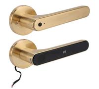 CFTGIW Serrure d'Entrée de Porte Multifonction 5 en 1 avec Doigt Serrure d'Entrée de Porte Multifonction 5 en 1 avec Empreinte Digitale, Mot de Passe, Carte IC et Application - Poignée Dorée
