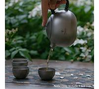CFTGIW Théière en Titane Bouilloire Légère de 380 Ml avec Infuseur à thé et 3 Tasses à thé pour les Voyages à Domicile ou pour Donner des Boissons en Titane Fiable et Résistant à la Corrosion