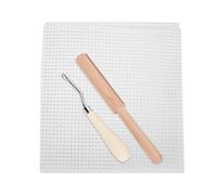 CFTGIW Tissu en Maille Bricolage Tapis Fait à la Main tissé Grille Tissu Matériel 50x50 Cm Manche en Bois Tapis au Crochet que Vous Tricotez la Maille de Poignée de Bâton Fibre de Verre de Haute