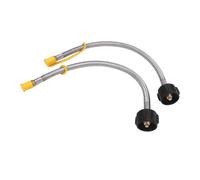 CFTGIW Tuyau de Réservoir de Camping-Car en Acier Inoxydable, 15 Pouces, NPT Mâle, Paquet de 2, avec Ruban Adhésif, Raccord Queue de Cochon pour Détendeur à 2 étages, Tuyau de Gaz pour