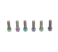 CFTGIW Vis de Tige de 6 Pcs Professionnel M5x18mm Aluminium Alloy Bike Gopybar Tige Vis pour Le Vélo de Montagne Accessoire Sole Colorée à de de (Brillant; 3x2,6 mm)