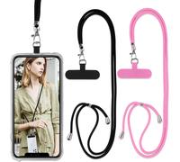 Cfus-2 Pi¿¿Ces Cordon Telephone Portable, Tour De Cou T¿¿L¿¿Phone Universelle Avec Patch R¿¿Glable Amovible Collier Lani¿¿Re Corde En Bandouli¿¿Re Compatibles Avec Plupart Des Smartphones Case, Noir+