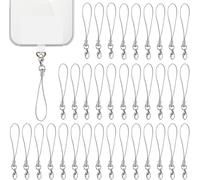 Cfus-50 Stück Gris Mobile Phone Lanyard Strap For Keyrings, Mobile Phone Pendant Loops With Carabiner, Phone Ring Strap, Mobile Phone Charm Cord For Pendents, Usb Key Pendentif