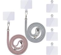 CFUS-Chaîne de téléphone portable universelle - Cordon universel pour téléphone portable - À suspendre autour du cou - Avec cordon de téléphone portable - Réglable et amovible (2 or rose + argent bri