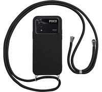 Cfus-Coque Pour Xiaomi Poco M4 Pro 4g Avec Cordon,Etui Silicone Souple Antichoc Housse Avec Collier Bandoulière Chaîne Lanière,Téléphone Étui Case Cover De Protection Pour Xiaomi Poco M4 Pro 4g,Noir
