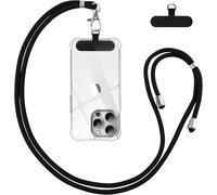 CFUS-Cordon Telephone Portable, Tour de Cou T¿¿l¿¿phone Universelle avec Patch, R¿¿glable Amovible en Nylon Collier Lani¿¿re Corde en Bandouli¿¿re Compatibles avec Plupart des Smartphones Case, Noir