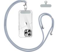 CFUS-Cordon Telephone Portable, Tour de Cou T¿¿l¿¿phone Universelle avec Patch, R¿¿glable Amovible en Nylon Collier Lani¿¿re Corde en Bandouli¿¿re Compatibles avec Plupart des Smartphones, Gris