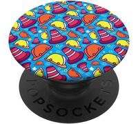 Cfux-Casque Et Cône Motif Orange Jaune & Bleu Afb3039 Popsockets Popgrip - Support Et Grip Pour Smartphone/Tablette Avec Un Top Interchangeable