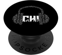 Cfux-Chi Town Chicago City Skyline Art Nyc Musique Casque Edm Popsockets Popgrip - Support Et Grip Pour Smartphone/Tablette Avec Un Top Interchangeable