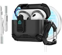 CFUX-Coque compatible avec AirPods 4e génération avec kit de nettoyage et décapsuleur de bière, avec fonction de support de téléphone, interrupteur automatique sécurisé pour étui de chargement (noir