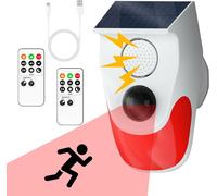 Cfux-Detecteur De Mouvement Solaire, Alarme Détecteur Mouvement Exterieur Avec 2 Télécommandes, Detecteur De Passage Sans Fil, Son 120db Et Étanche Ip65, Alarme Maison Pour Garage, Ferme, Jardin