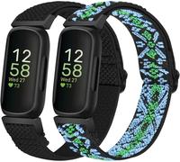 CFUX-Lot de 2 bracelets élastiques en nylon compatibles avec Fitbit Inspire 3/Inspire 2/Inspire/Inspire HR/Ace 3/Ace 2 pour femmes, hommes et enfants, réglables en nylon respirant de rechange