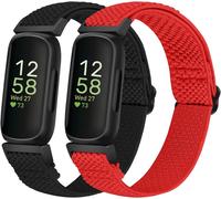 CFUX-Lot de 2 bracelets élastiques en nylon compatibles avec Fitbit Inspire 3/Inspire 2/Inspire/Inspire HR/Ace 3/Ace 2 pour femmes, hommes et enfants, réglables en nylon respirant de rechange