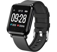 CFUX-Montre Connectée Femmes Homme Enfant IP68 Etanche Bracelet Connecté Écran Coloré Smartwatch avec Cardio Podometre Sommeil Réveil Notifications pour iPhone Huawei Samsung Xiaomi Sony LG (Noir)