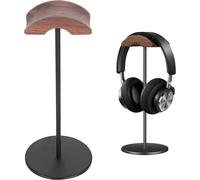 CFUX-Support Casque avec Oreiller en Bois de Noyer de 6,5cm de Large,Support Pour écouteurs Amovible avec Base Robuste Antidérapante Porte Headset, Repose Casque pour Oreilles et Jeux Porte Casque ¿