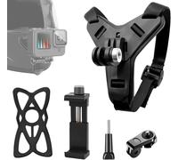 Cfux-Support De Menton Casque De Moto Pour Gopro Hero 12/11/10/9/8/7/6/5/4, Dji Osmo Action, Insta360, Silicone Antidérapant, Facile À Installer, Accessoires De Caméra D'action