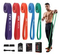 CFX Elastique Musculation,5 Niveaux différents Bande,avec Ancre de pour l'exercice,Bandes d'exercice pour l'étirement du Corps,à la Maison/Gym pour Hommes et Femmes (Set de 5)