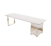 CFY652 Bureau d'ordinateur Bureau d'étude Moderne avec étagères Ouvertes, Plateau en Pierre et Cadre Acrylique, Table Blanche for Ordinateur Portable, Bureau à Domicile Postes de Travail(Blanc,S)