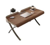 CFY652 Bureau d'ordinateur Bureau Moderne en Noyer avec Pieds et tiroirs métal Forme de X, Station Travail for PC bornes Chargement Postes de Travail(M)