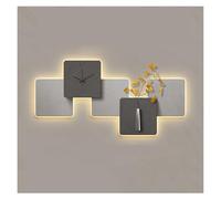 CFY652 Grande applique murale décorative avec horloge et télécommande pour salon, lampe carrée moderne 3D sans tic-tac, horloge à suspendre pour chambre à coucher, bureau (jaune, taille XXL)
