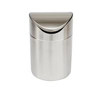 CFY652 Intérieur Petite poubelle de bureau en acier inoxydable, Mini à couvercle pivotant, seau rangement, Tube Table manger Benne à ordures(Metallic)