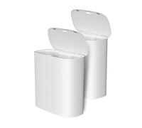 CFY652 Intérieur Poubelle à capteur Intelligent 10l, maison, salle de bains, toilettes automatiques avec couvercle, salon électrique, corbeille déchets fente étroite Benne à ordures(Blanc,2PACK)