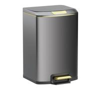 CFY652 Intérieur Poubelle de luxe à fermeture douce avec couvercle, poubelle en acier inoxydable pédale et seau intérieur for cuisine, salle bain, salon, bureau Benne à ordures(Noir,7L)