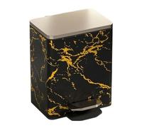 CFY652 Intérieur Poubelle de luxe à motifs en marbre avec couvercle, poubelle pédale acier inoxydable fermeture douce, et seau intérieur for la maison, le bureau Benne à ordures(Black-gold,9L)