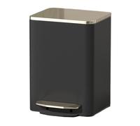 CFY652 Intérieur Poubelle moderne avec couvercle, poubelle à marche en acier inoxydable couche extérieure cuir PU, pédale fermeture douce seau intérieur amovible Benne à ordures(Noir,21L)