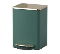 CFY652 Intérieur Poubelle moderne avec couvercle, poubelle à marche en acier inoxydable couche extérieure cuir PU, pédale fermeture douce seau intérieur amovible Benne à ordures(Green,12L)