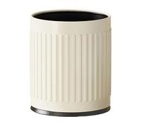 CFY652 Intérieur Poubelle ronde moderne, poubelle en métal à dessus ouvert, ménagère 10/14 L avec seau de doublure for salon, chambre coucher, bureau, salle bain Benne à ordures(Cream White,S)