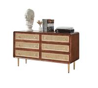 CFY652 Meuble Cuisine Buffet en rotin Bois Massif, Armoire à Six tiroirs, tiroir d'entrée, Rangement Domestique, Commode de Chambre Coucher Polyvalent