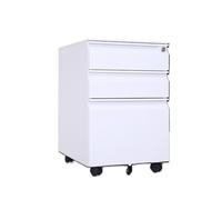 CFY652 Multifonctionnel Armoire en Acier à Trois tiroirs avec roulettes, classeur de Bureau Mobile, Armoire Courte Serrure épaisse Classeur Mobile(Blanc)