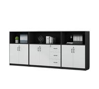 CFY652 Multifonctionnel Classeur à Six Portes et Trois armoires, Meuble de Rangement for Divers Articles Bureau, Blanc Noir Classeur Mobile