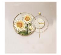 CFY652 pour la Maison Grande décoration Murale à Fleurs, Horloge Moderne 3D, Lampe silencieuse sans tic-tac, Sculpture Suspendue, for Bureau, Chambre Coucher Horloge décorative(Blanc,50cm)