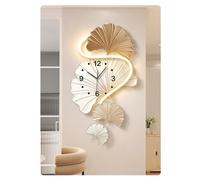 CFY652 pour la Maison Horloge Murale 3D à Suspendre, Sculpture en Forme de Feuille Ginkgo, lumière réglable silencieuse sans tic-tac avec télécommande Horloge décorative(Bruin,45x76cm)