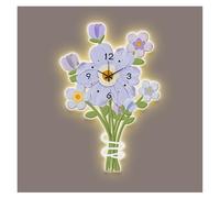 CFY652 pour la Maison Horloge Murale décorative à Fleurs avec télécommande, horloges murales silencieuses sans tic-tac, Sculpture Suspendue Horloge décorative(Blue,40 * 59cm)