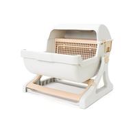 CFY652 Réservé aux Chats et aux Chiens Grand bac à litière for Chat Semi-fermé Semi-Automatique basculement for Fournitures for Animaux de Compagnie Facile Nettoyer À l'intérieur(Beige)