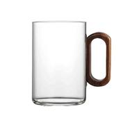 CFY652 Verre a Eau Mug en verre avec anse noyer, tasse à café/thé borosilicate transparent de 350 ml (11,8 oz) for la maison ou le bureau Verrerie(Grigio)