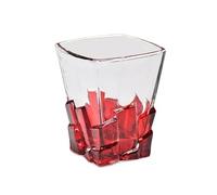CFY652 Verre a Eau Verres à whisky colorés de 250 ml, verres fond carré peints la main Verrerie(Red)