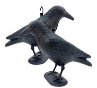 Cfythyab Lot de 2 répulsifs anti-pigeons pour balcon - Corbeaux noirs factice comme effaroucheur d'oiseaux, répulsif contre les pigeons pour balcon et jardin, corbeau réaliste en plastique