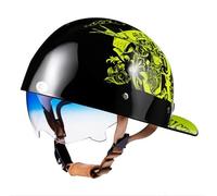 CFZWJ Casque de Moto rétro ECE Homologué Demi-Casque, Casquette de Baseball Confortable et Respirante, pour Scooter cyclomoteur Hommes et Femmes Street Cruiser Jet Style Casque, XL(60~62cm)