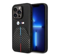 CG MOBILE BMW BMHCP15L22NSTB Coque pour iPhone 15 Pro 6,1" Bande tricolore estampillée noire