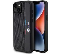 CG MOBILE BMW BMHCP15M23PUPVK Coque pour iPhone 15 Plus / 14 Plus 6,7" Noir Coque Rigide Perforée Ligne Tricolore
